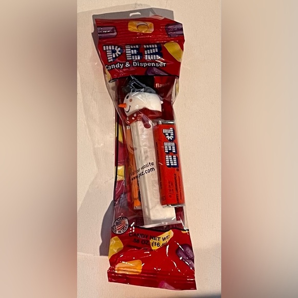 PEZ Snowman Candy Dispenser Christmas Strawberry and Orange Flavor Never Opened - Picture 1 of 4